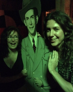 An image of a wooden painted cut-out of Hank Williams (made by the superbly talented Layla & Brian Murphy)