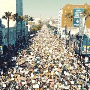 Protesters march in the streets in Los Angeles in 2020