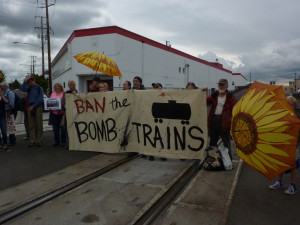 Protest on RR tracks in Vancouver, WA after Mosier derailment in 2016