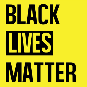 black lives matter in block letters on yellow
