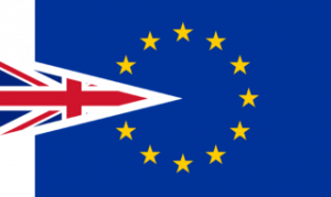 British flag breaks up European Union flag