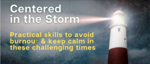 Poster for "Centering in the Storm: Practical Skills to Avoid Burnout in These Challenging Times"