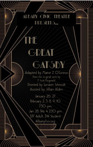Poster for Albany Civic Theater's production of "The Great Gatsby"