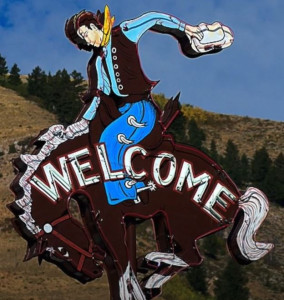 Image of Million Dollar Cowboy Bar neon sign in Jackson Wyoming