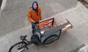 Laura Moulton with Street Books mobile library Laura Moulton with Street Books mobile library