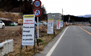 Nuclearhotseat.com - Signs outside the Fukushima Exclusion Zone.  In 2019, total of 26 English caution signs were placed in 12 places in exclusion zones to prevent foreigners from trespassing in radioactive areas. (Photo courtesy of U. G. Kaneko)