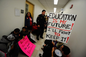 Students protesting for public school funding 