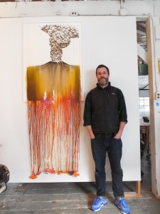 Sean Healy and his cigarette ash drawing "Roil."