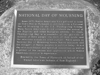 Plaque at Plymouth Rock designating Thanksgiving a "National Day of Mourning" 