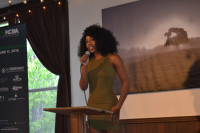 Charlo Greene speaking at the Minority Cannabis Business Association networking rally in Portland, Oregon, on June 11, 2016.
