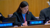 Swiss Delegate at the United Nations in New York speaking at the 6th Plenary Meeting of the Third Committee of the General Assembly on Oct. 7, 2024
